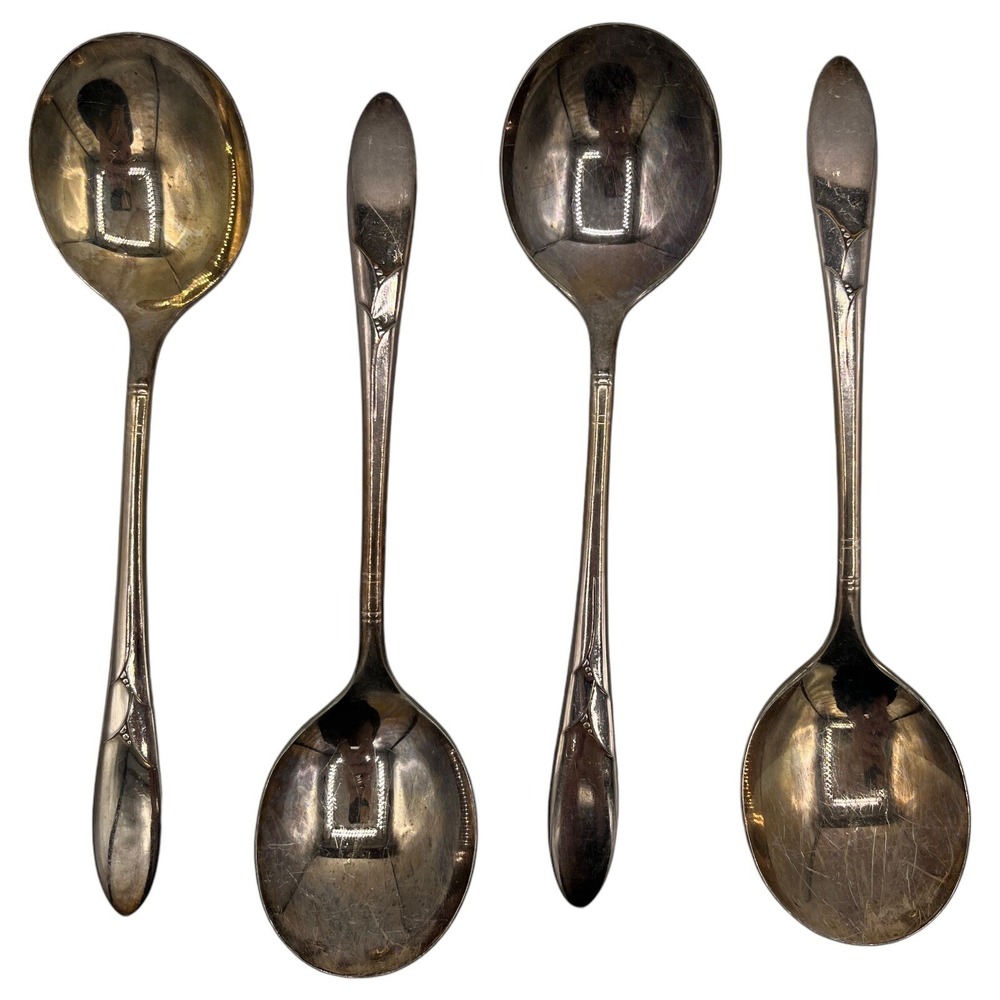 Oneida Community LADY HAMILTON Silverplate 4 Round Gumbo Soup  Spoon 7" Flatware